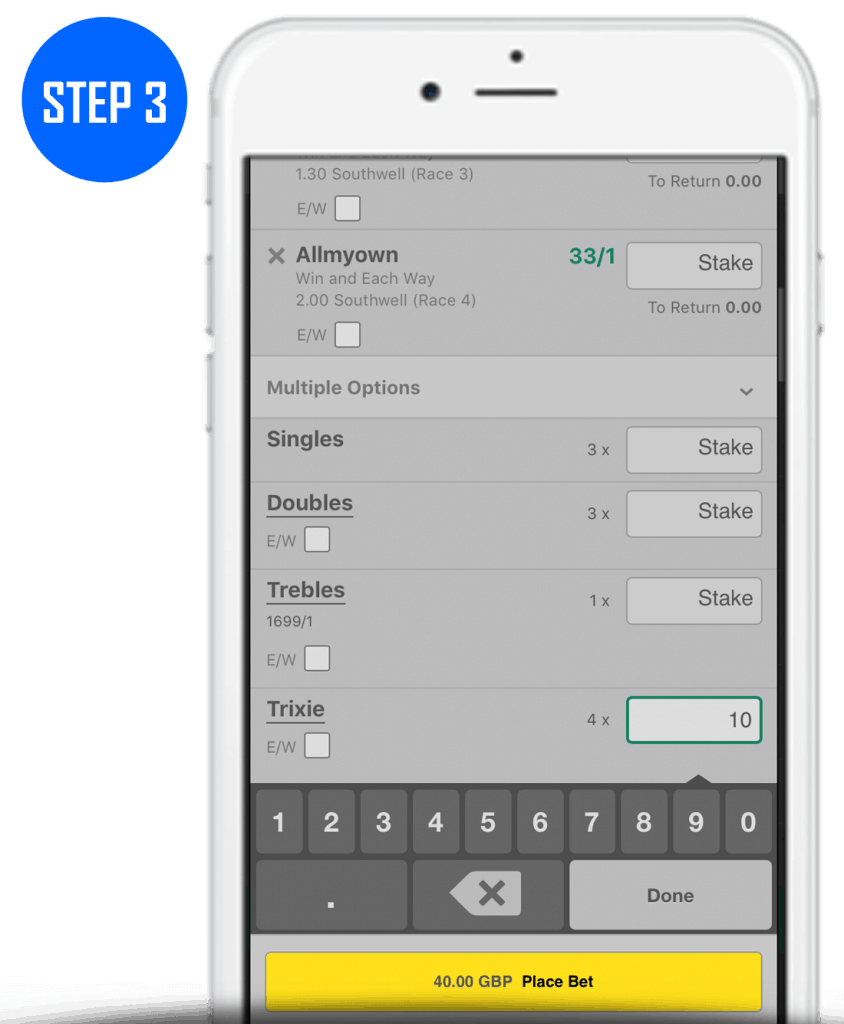 How To Place Trixie Bet Step 3