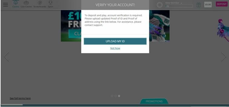 'Verify your account' message from Karamba