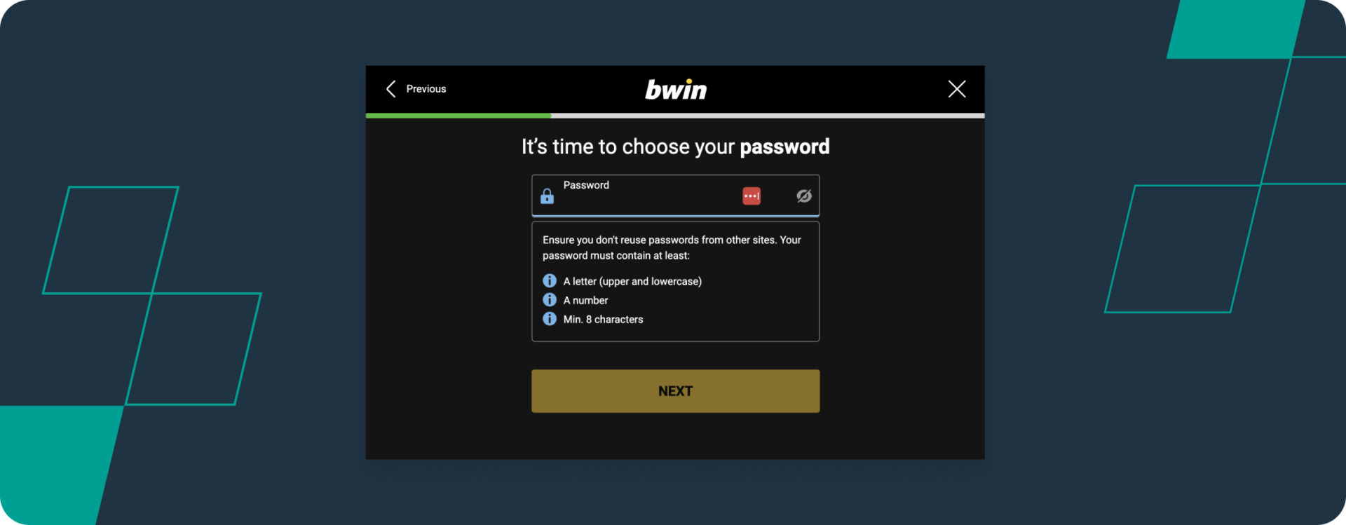 bwin Registration Screenshot