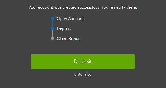 green deposit button on Betsafe