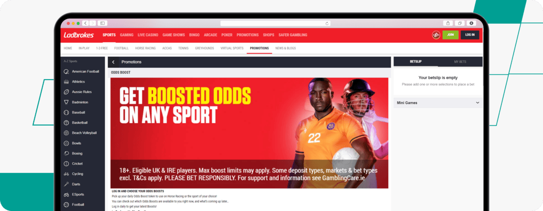 Boosted odds on ladbrokes website