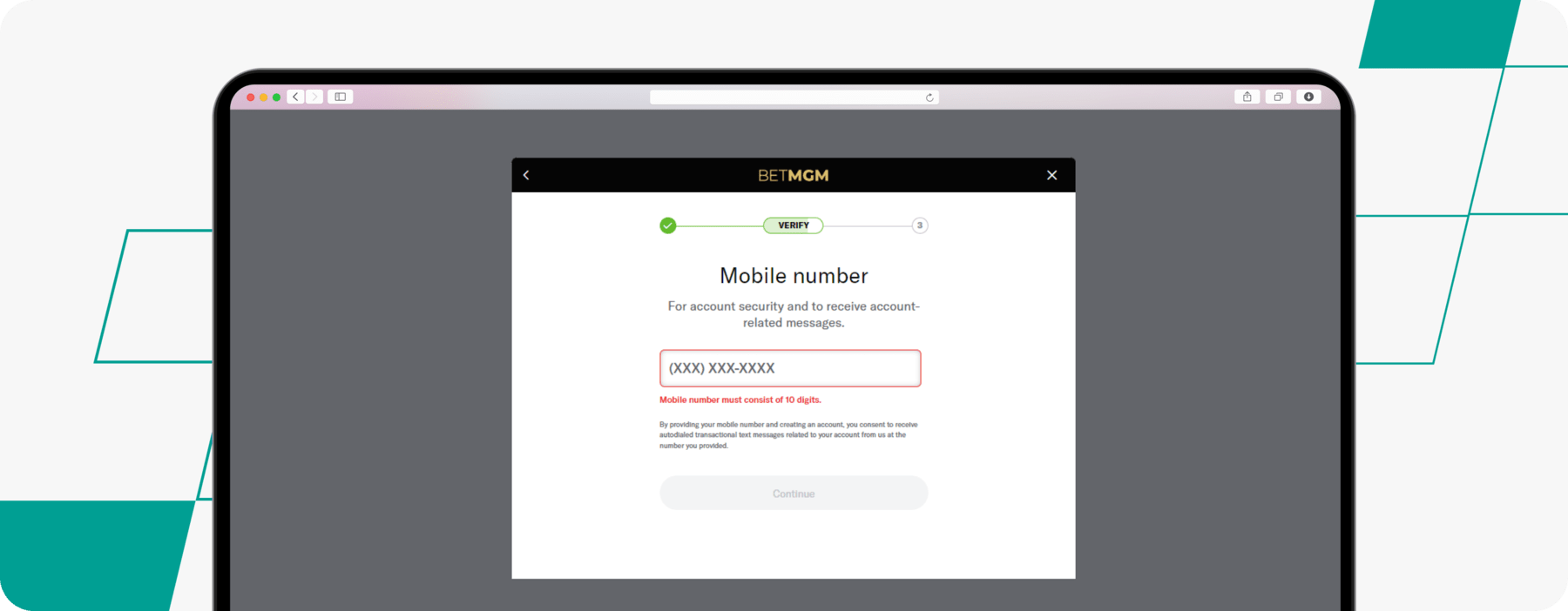 Screenshot of BetMGM Registration Process Part 7 desktop