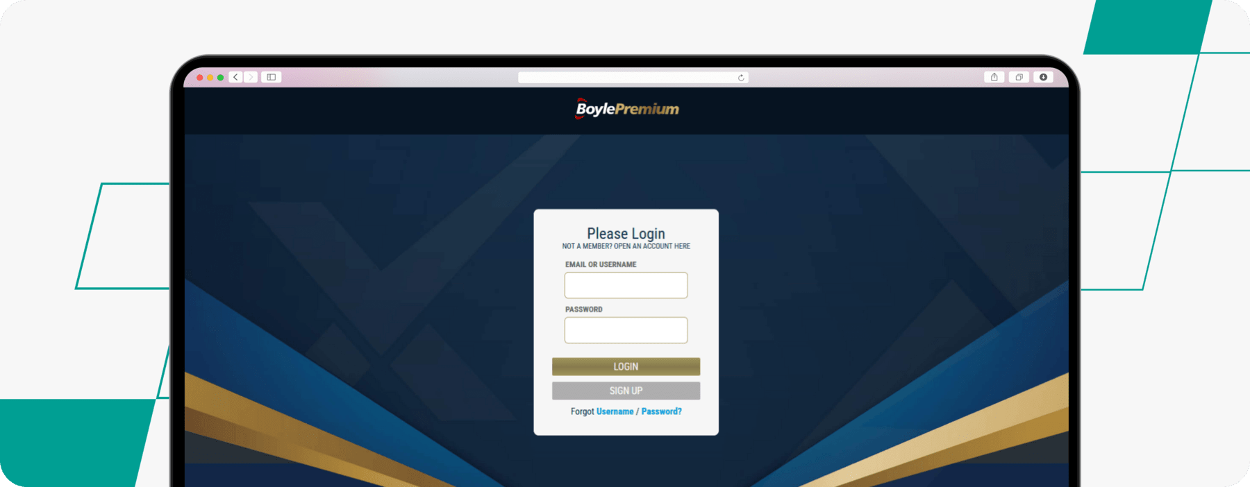 screenshot of boylesports boylepremium login page